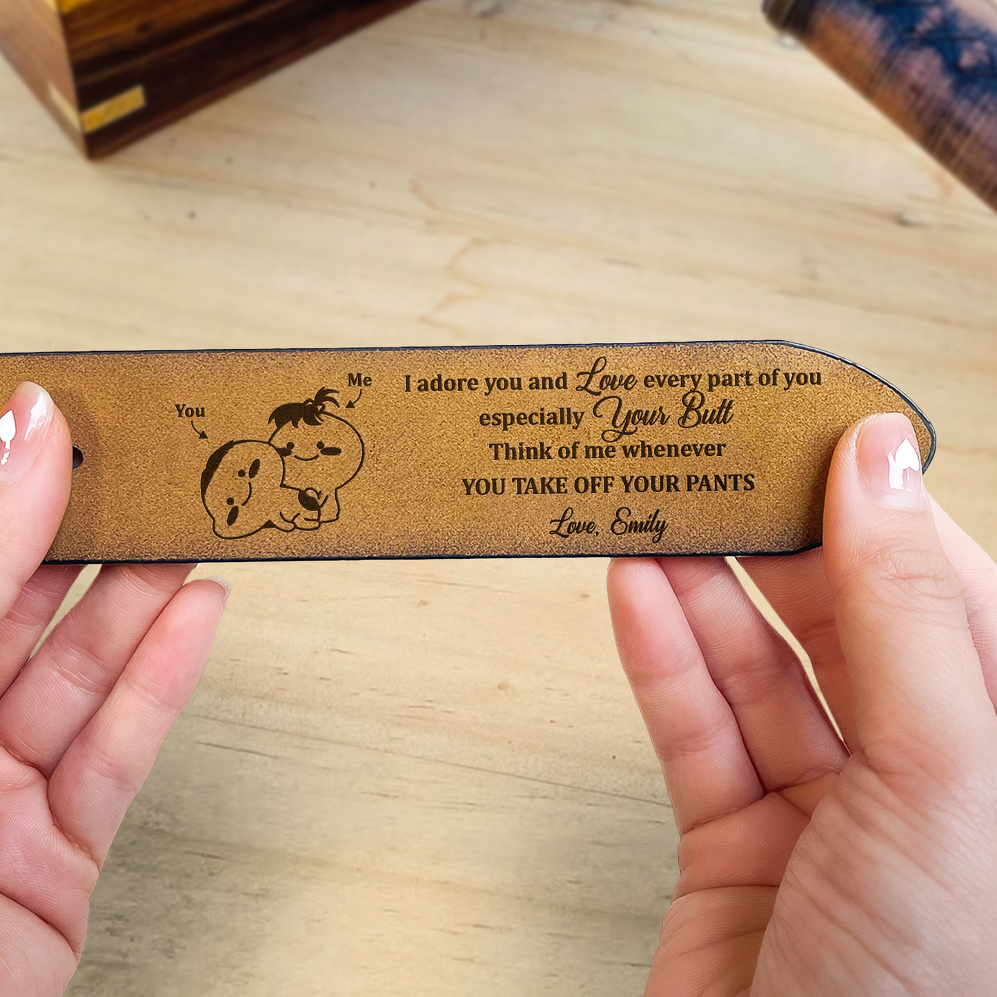 Gepersonaliseerde leren riem echt leer gegraveerd riem zoete verjaardag cadeau voor echtgenoot