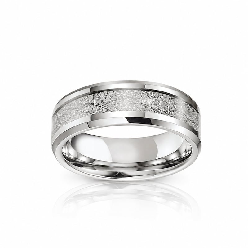 Jeulia Imitated Meteorite Titanium Steel Men's Band