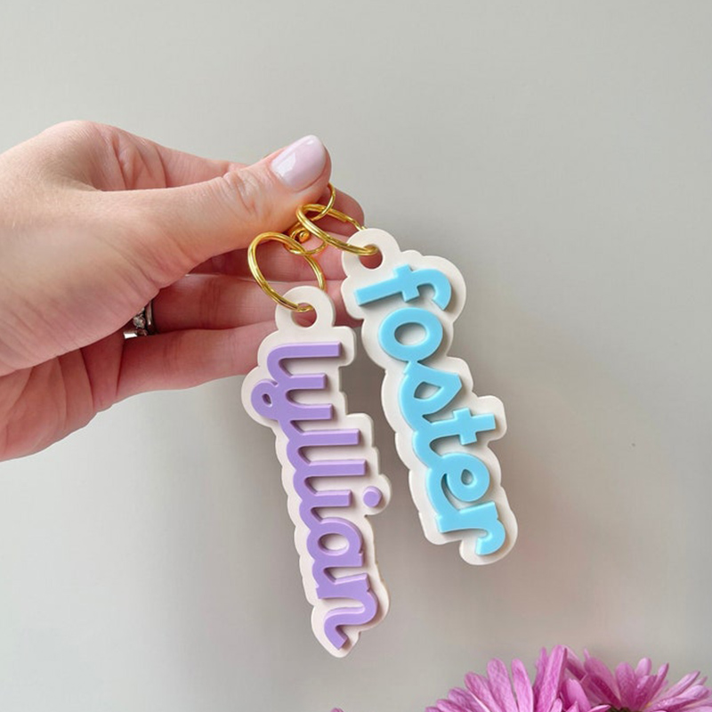 Personalized 3D Printed Keychain With Custom Name Simple Bag Pendant