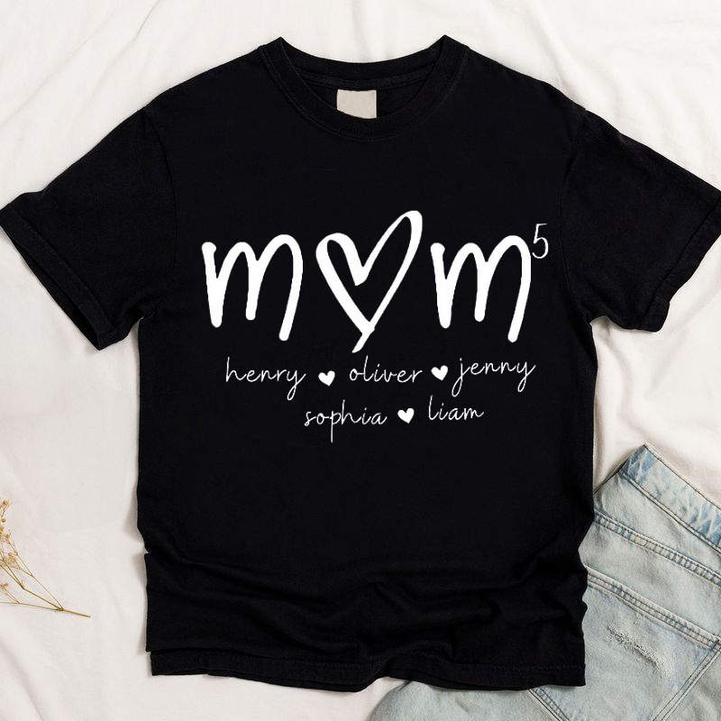 Personalized T-shirt Custom Mom with Number of Children and Names Design Creative Mother's Day Gift