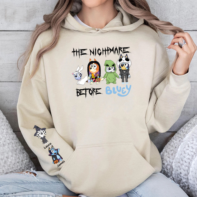 Personalized Hoodie The Nightmare Before Custom Cartoon Pattern Funny Halloween Gift for Family