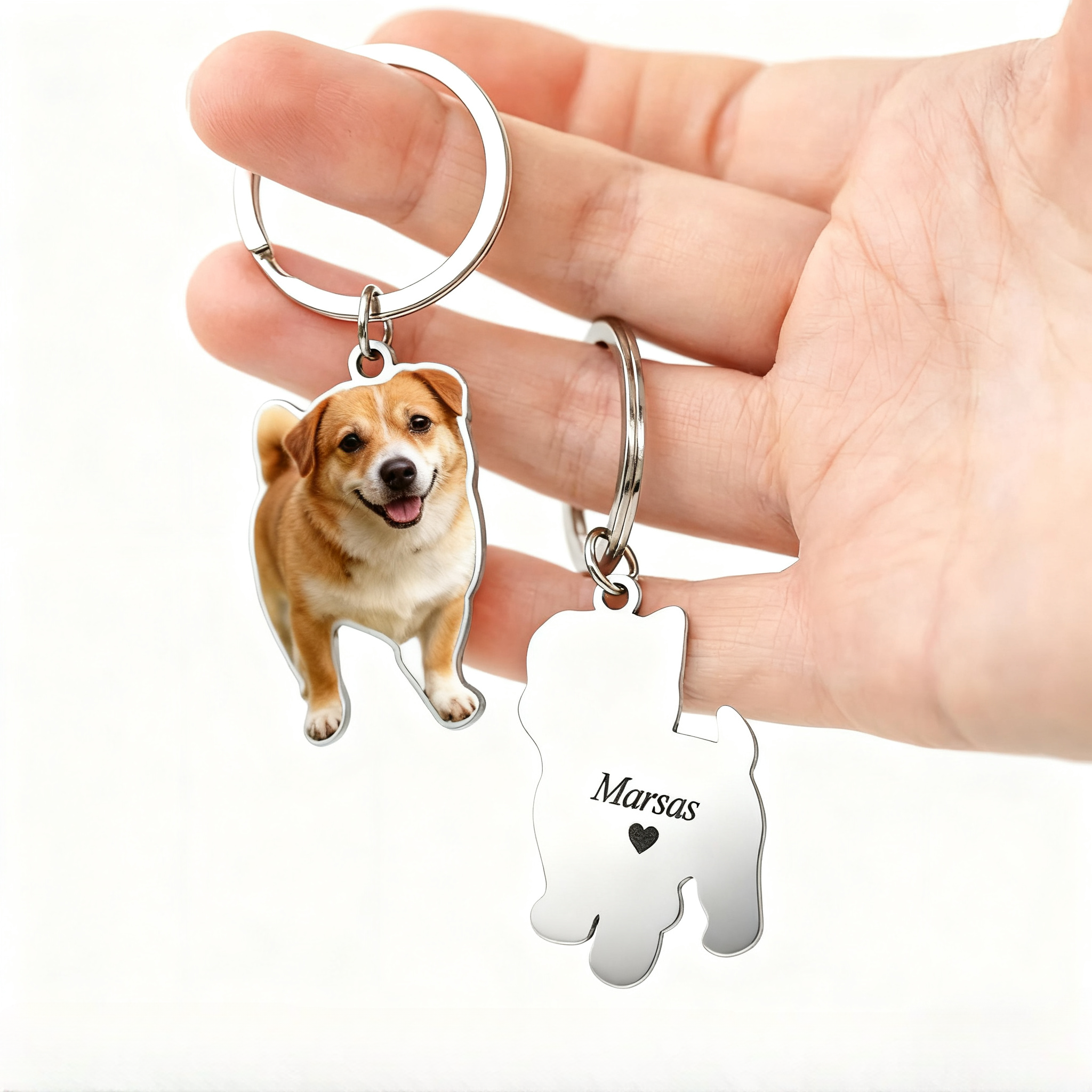 Personalized Metal Photo Keychain Cute Gift for Pet Owners