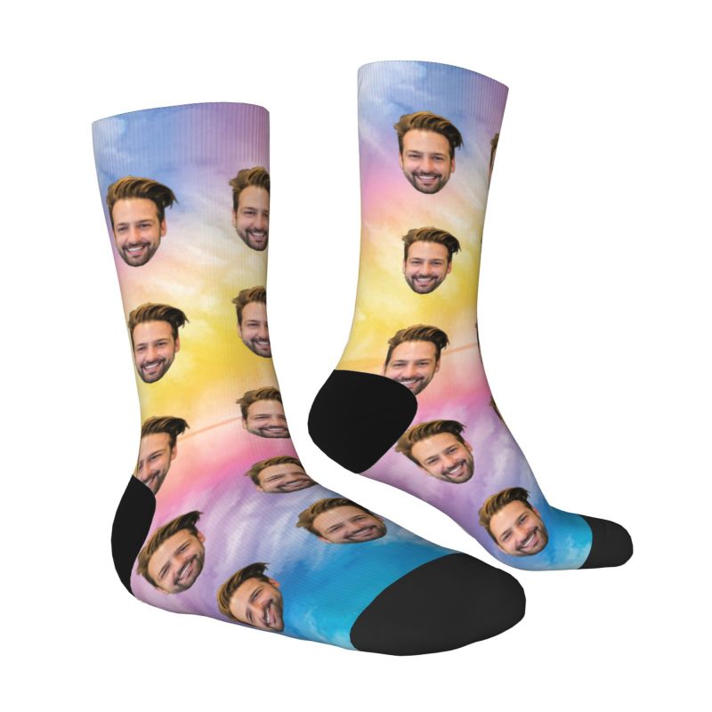 Calcetines de foto personalizados con teñido anudado de colores vibrantes para amigos