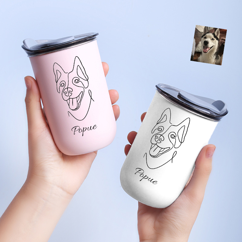 Personalized Picture Wine Tumbler With Lid Custom Name Lovely Present for Pet Lover