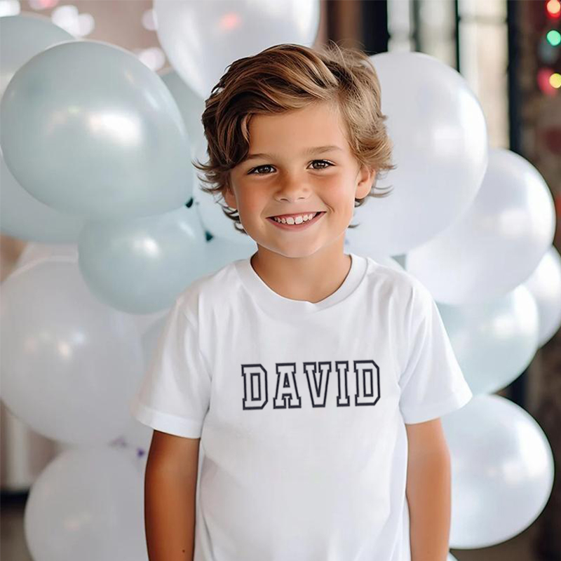 Camiseta bordada personalizada para niños, línea personalizada, regalo con nombre para niños