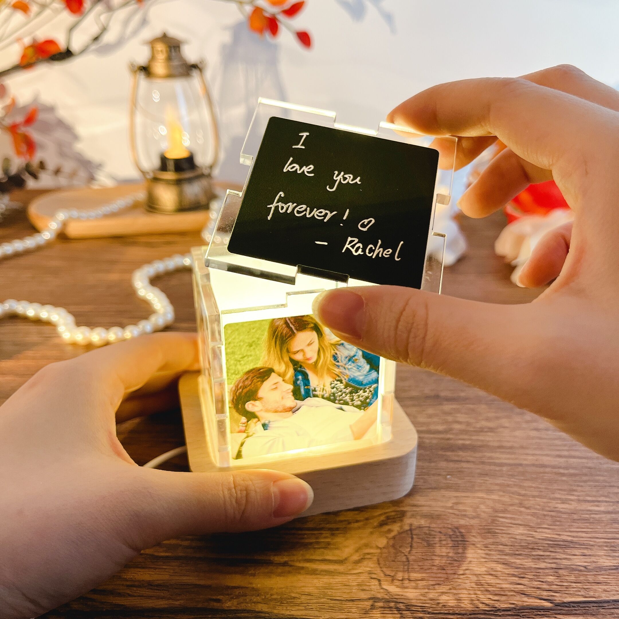 Cube Acrylique Photo Personnalisé Cadeau Précieux pour la Saint Valentin
