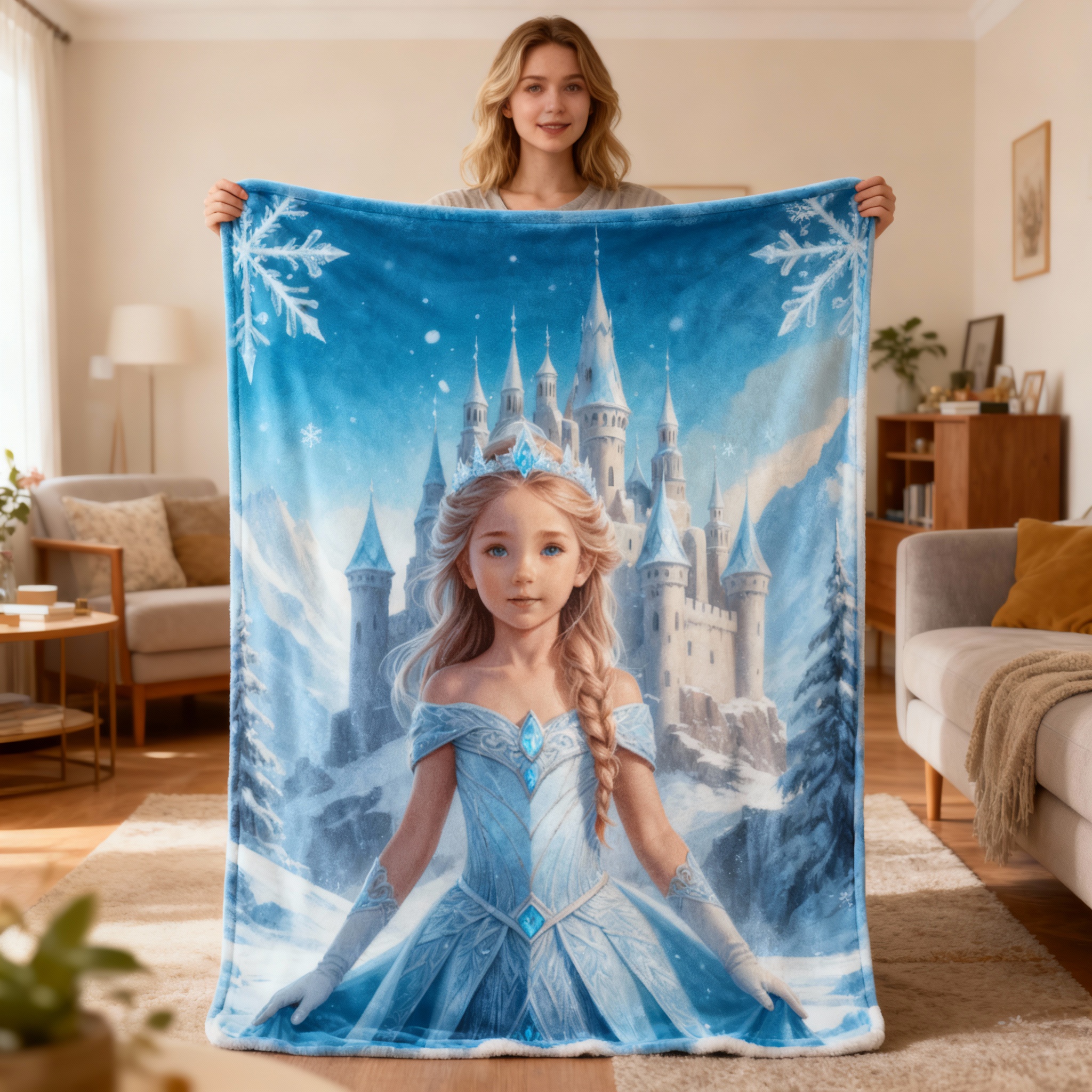 Personalized Princess Portrait Blanket Best Gift for Kids