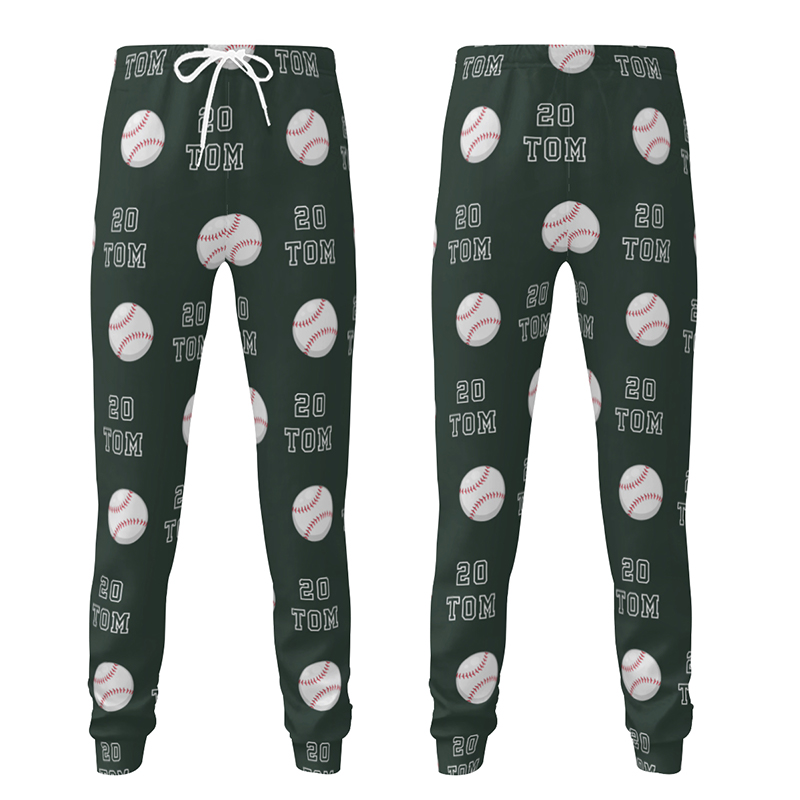 Personalized Unisex Sweatpants Custom Name and Number Baseball Design Gift for Sports Lovers
