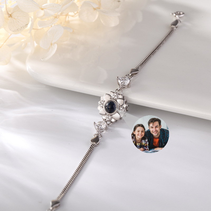 Personalisiertes Blumen Foto Projektion Armband Geschenk