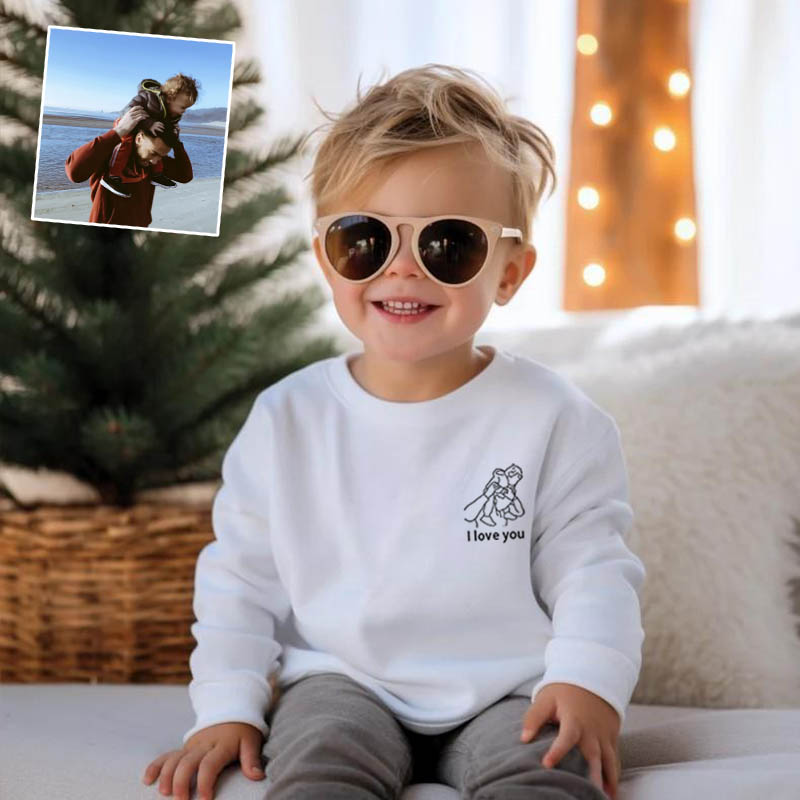Gepersonaliseerd sweatshirt voor kinderen met contourtekening warm cadeau voor jongens