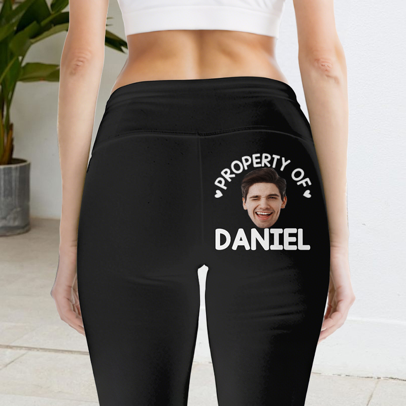 Personalized Leggings Property Of You Custom Photo Creative Design Gift for Her Lovers Wife