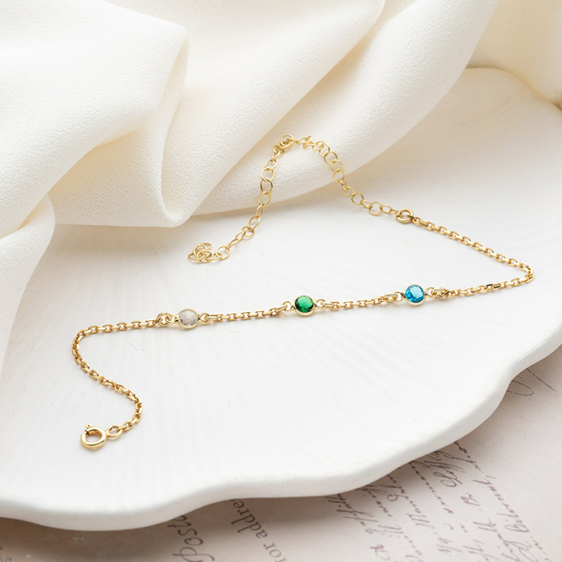 Personalized Birthstone Anklet Exquisite Birthday Present