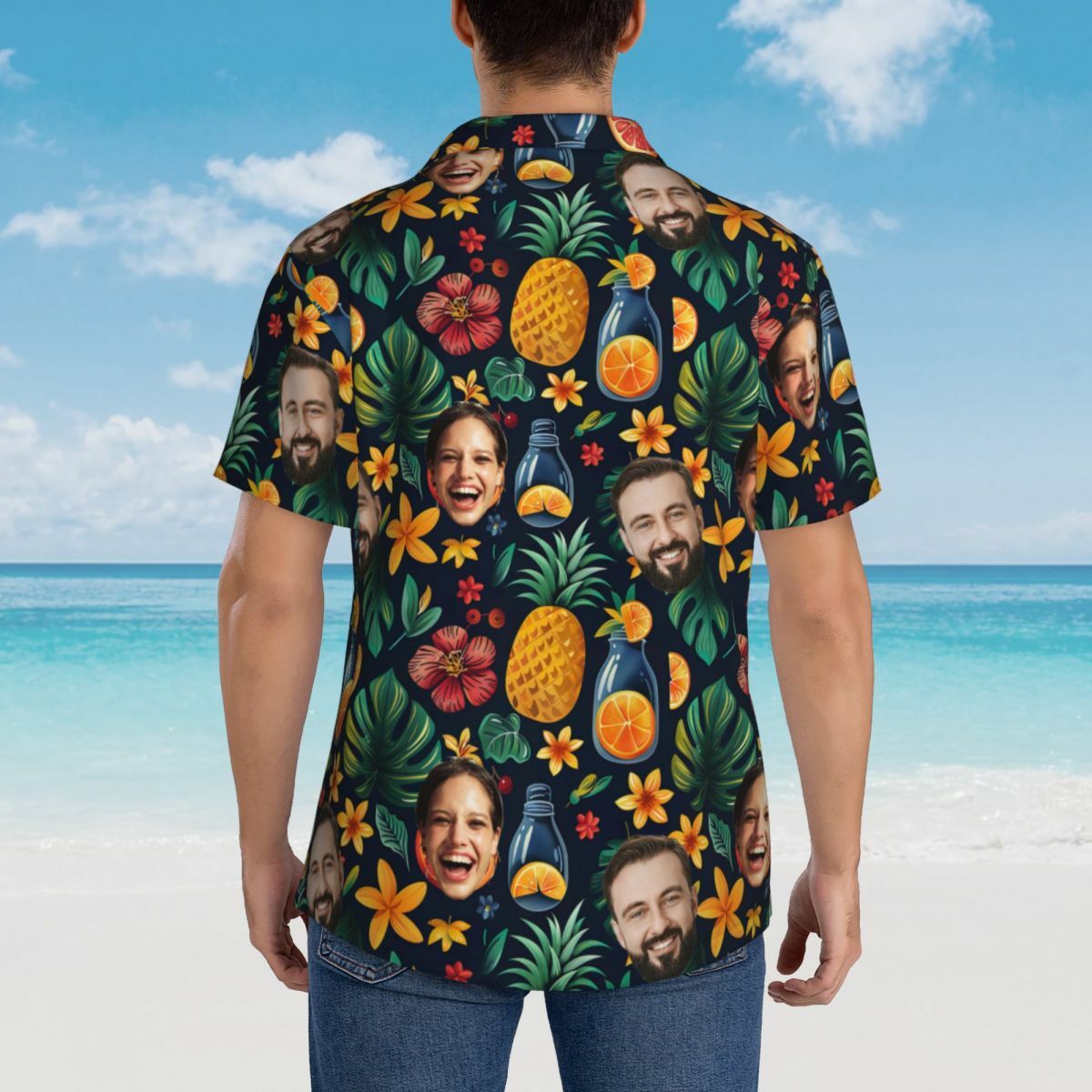Custom Hawaiian Shirts Men's Tops with Tropical Fruit Prints for Couple