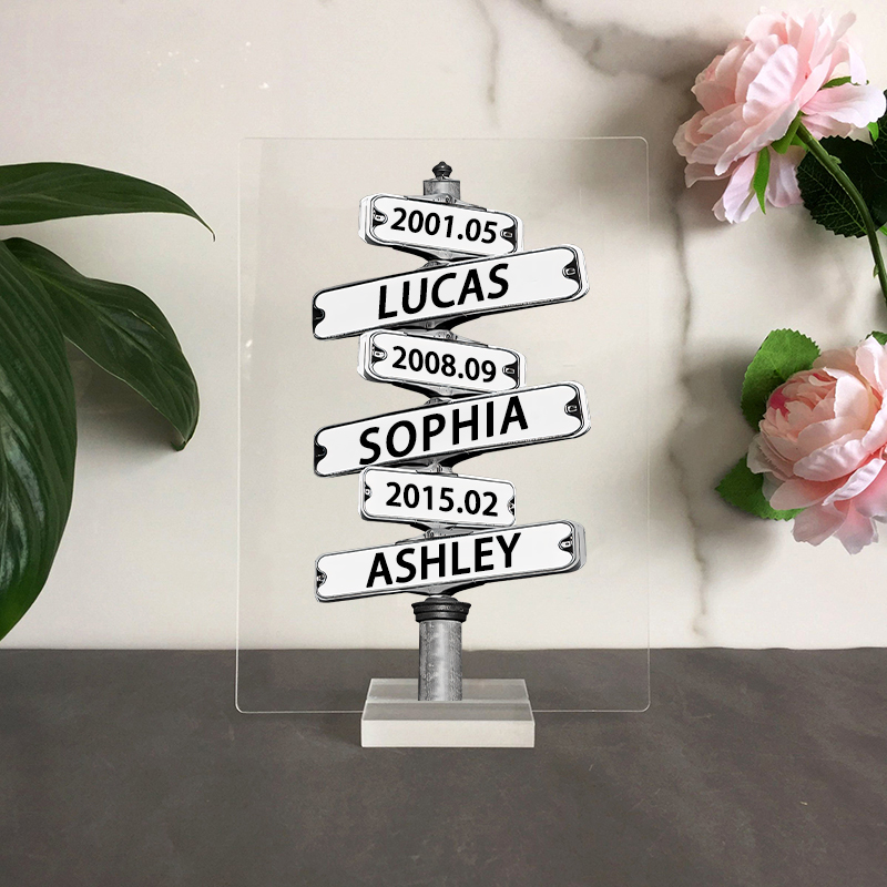 Personalized Acrylic Plaque Custom Date Name Street Signs Pattern Design Wonderful Gift for Family