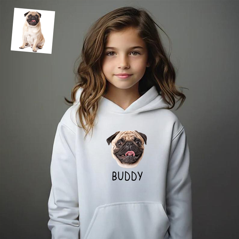 ペット 写真 名入れ パーカー 春秋 普段着 思い出 キッズ カスタマイズ