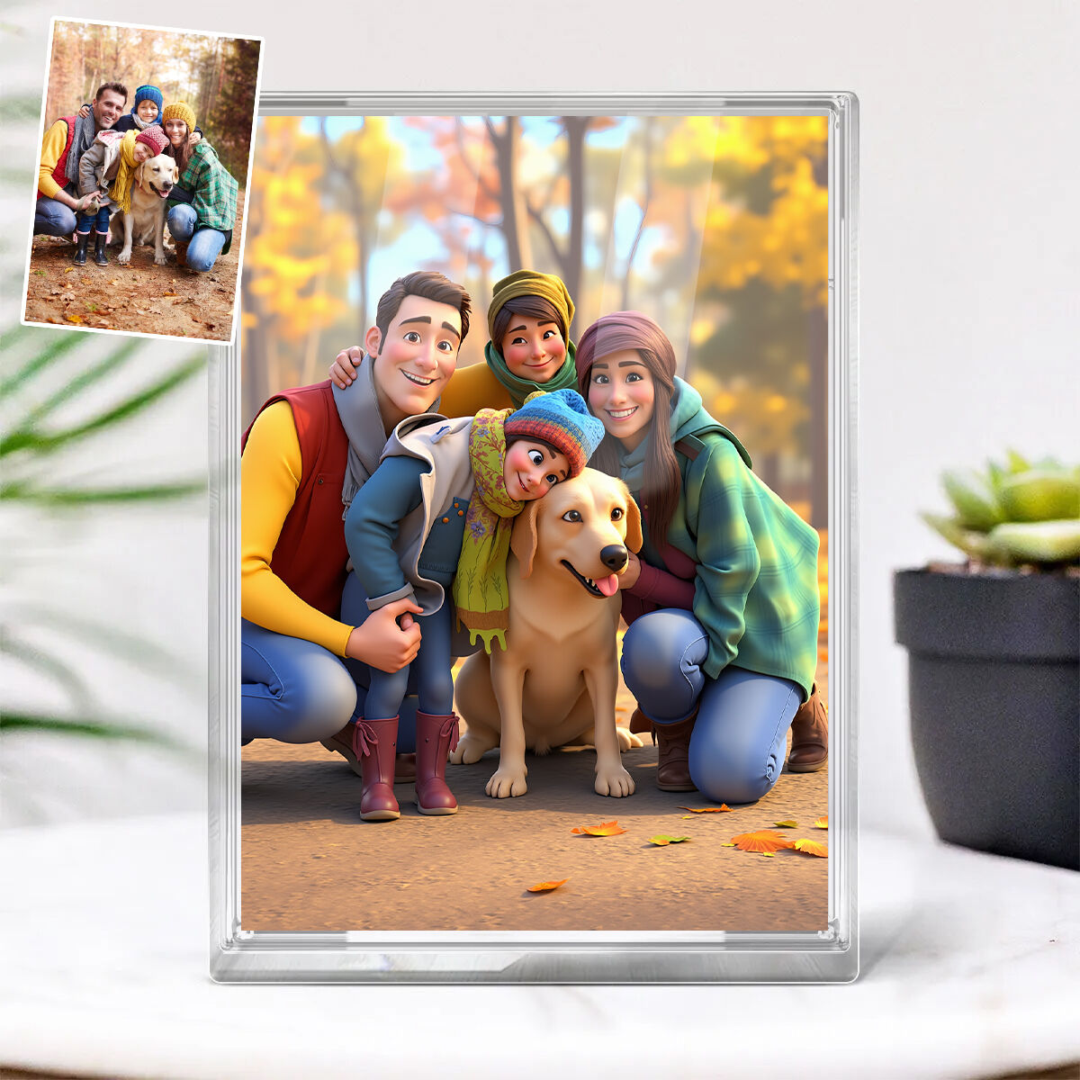 Personalisierte Cartoon Foto-Stil Acryl-Plakette Geschenk für Familie