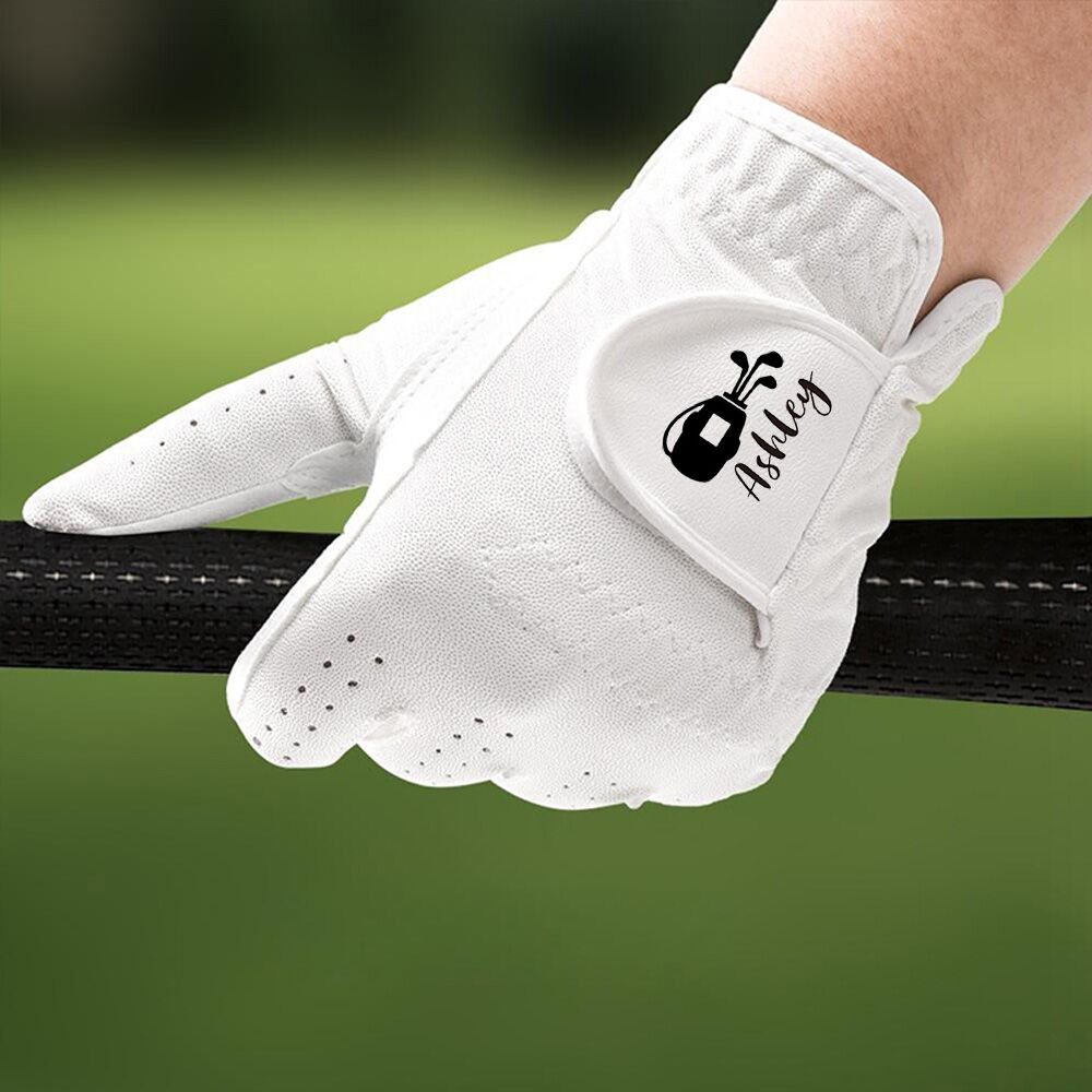 Personalized Golf Glove with Golf Bag Pattern Custom Name Celebration Gift for Golfers