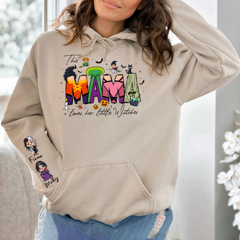 Personalized Hoodie This Mama Loves Her Little Witches Custom Kids Design Attractive Halloween Gift for Mom