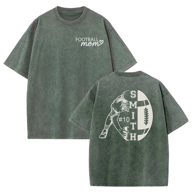 Personalized Washed T-shirt Custom Name Player Game Day Design Perfect Gift for Football Mom