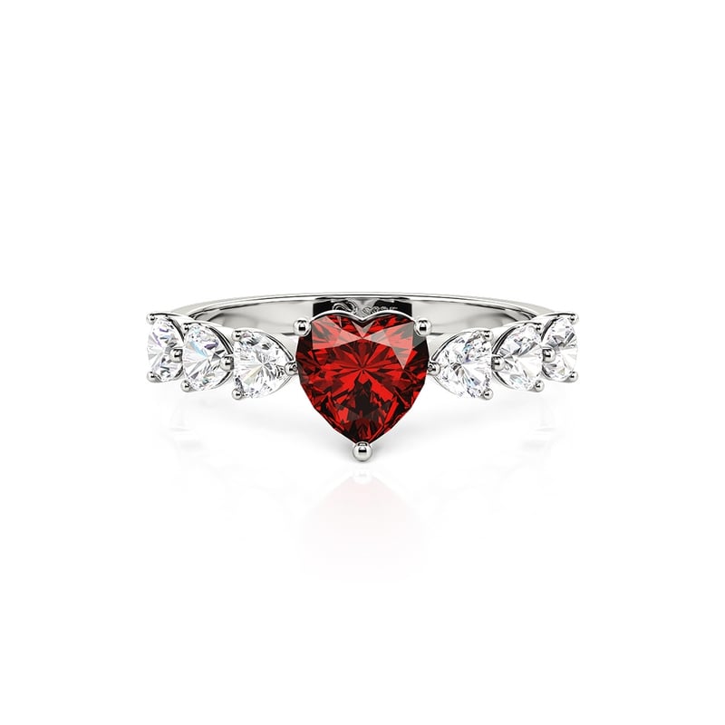 Jeulia Custom Heart Promise Ring with Birthstone Sterling Silver
