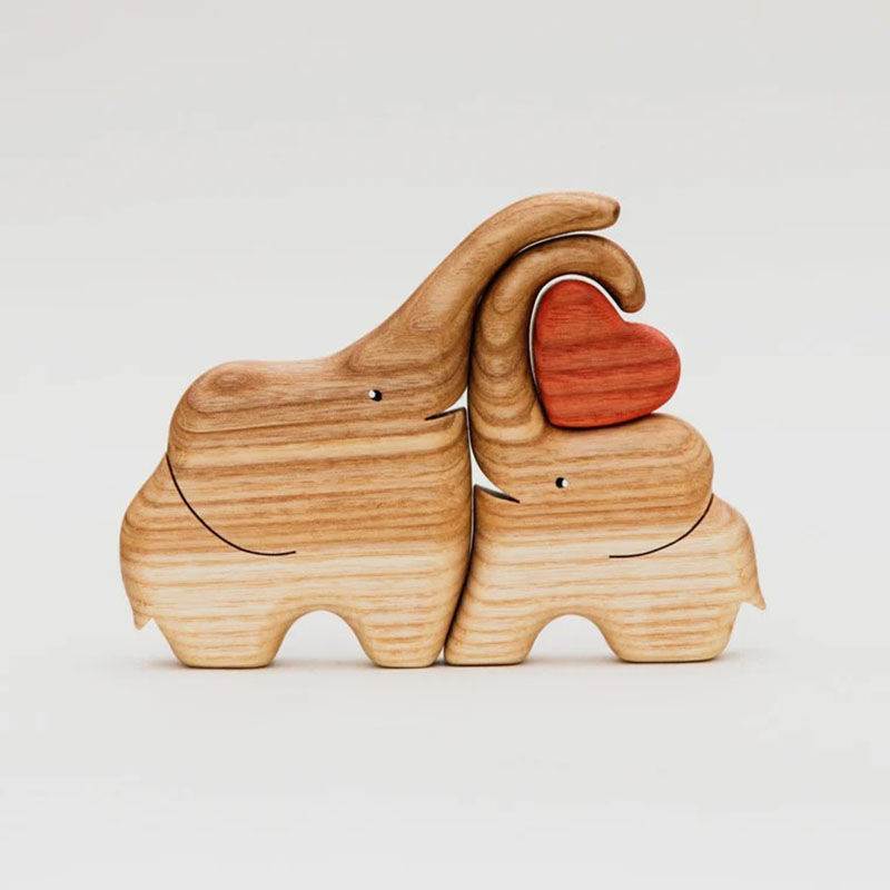 名入れ ウッド パズル 象 オブジェ 置物 インテリア