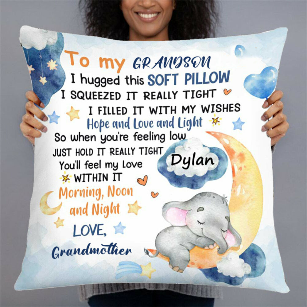 Personalized Pillows with Cute Elephant Patterns as Decorative Gifts for Kids
