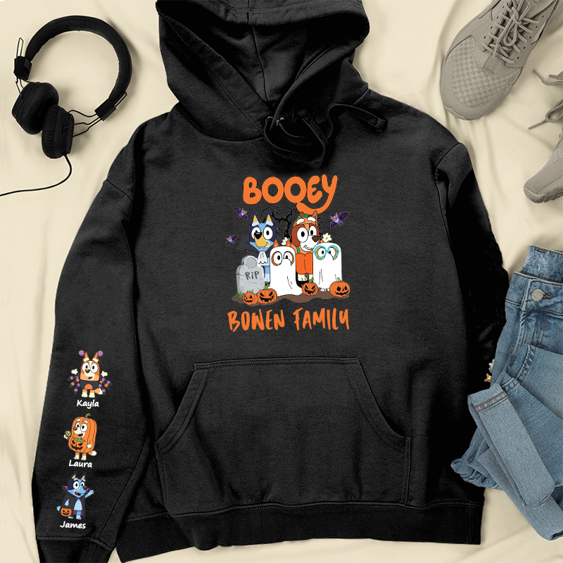 Personalized Hoodie Booey Custom Dog Cute Cartoon Pattern Design Halloween Gift for Family