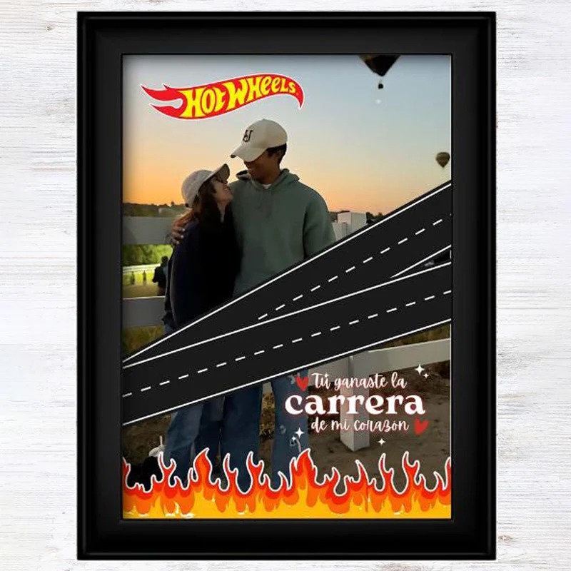 Personalized Frame Custom Toy Car and Photo Hot Wheels Design Romantic Gift for Couples