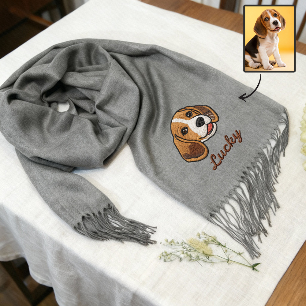 Sciarpa personalizzata con ricamo foto dell'animale domestico È un ottimo regalo di Capodanno per i proprietari di animali domestici