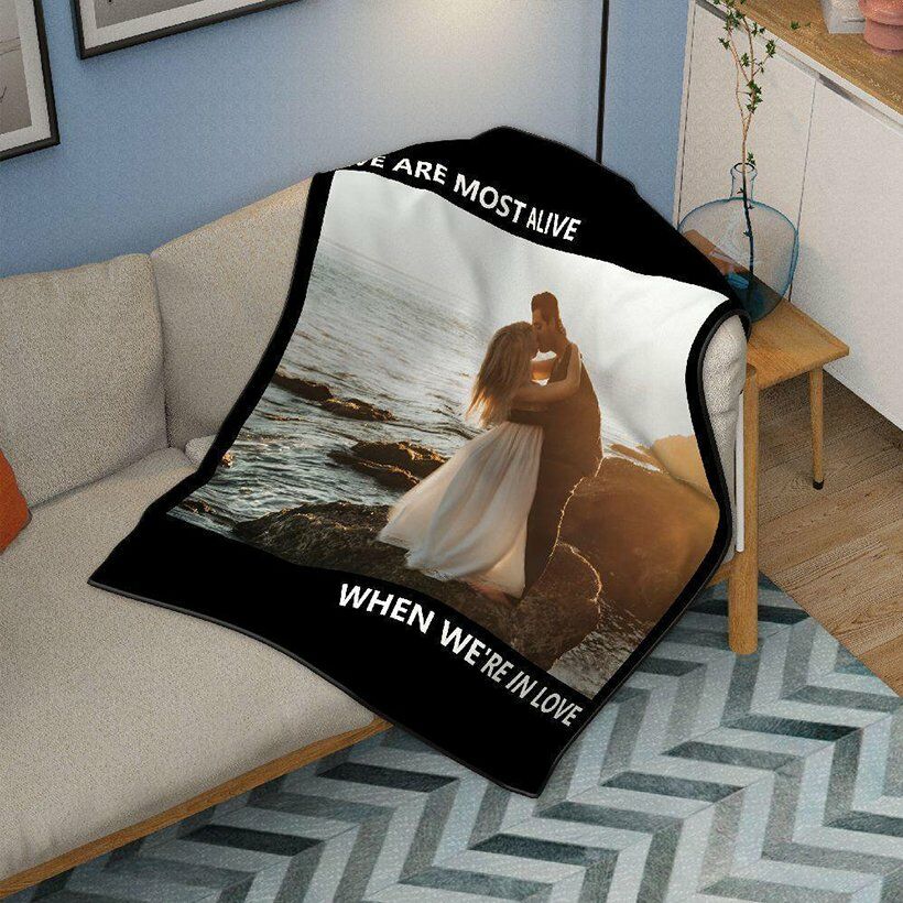 Personalized Photo Coral Fleece Blanket For My Love with Engraving