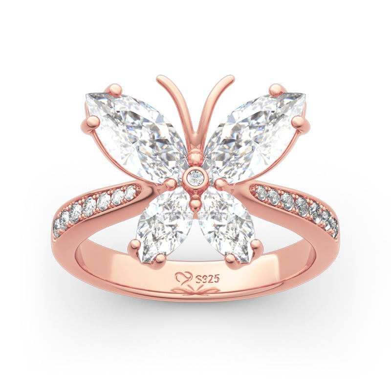 Unique Rose Gold Butterfly Wedding Rings