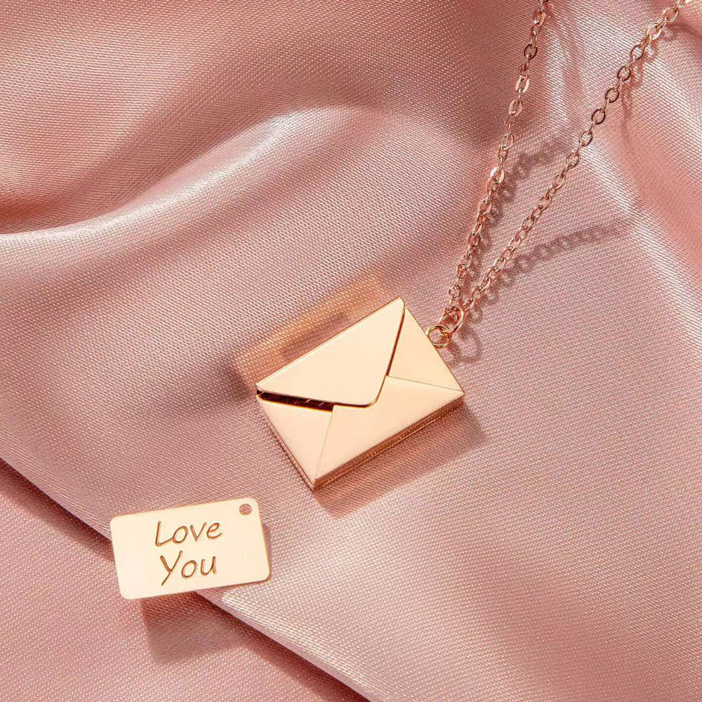 Personalized Envelope Engraved Necklace Romantic Valentine's Day Gift