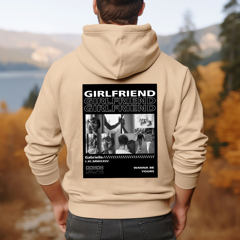 Sweat à capuche personnalisé avec photos et message sur film Cadeau pour amoureux, coton, cadeau St Valentin