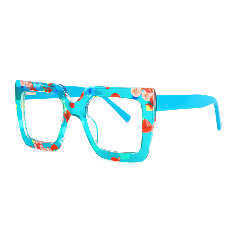 Bron Quadratische Blaue Blume Brille