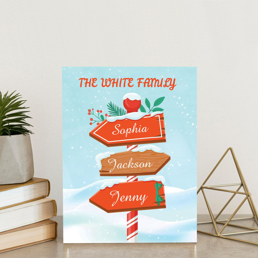 Personalized Name Canvas Wall Art with Snow Pattern Best Gift for Christmas