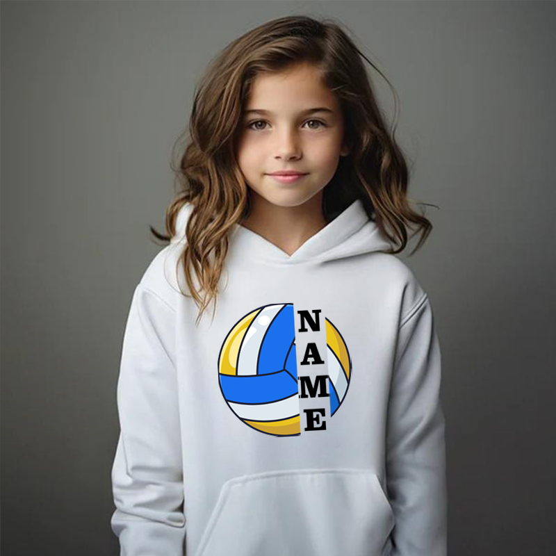 Sudaderas con capucha personalizadas para niños con etiquetas de nombre personalizadas y gráficos de voleibol para fanáticos de los deportes