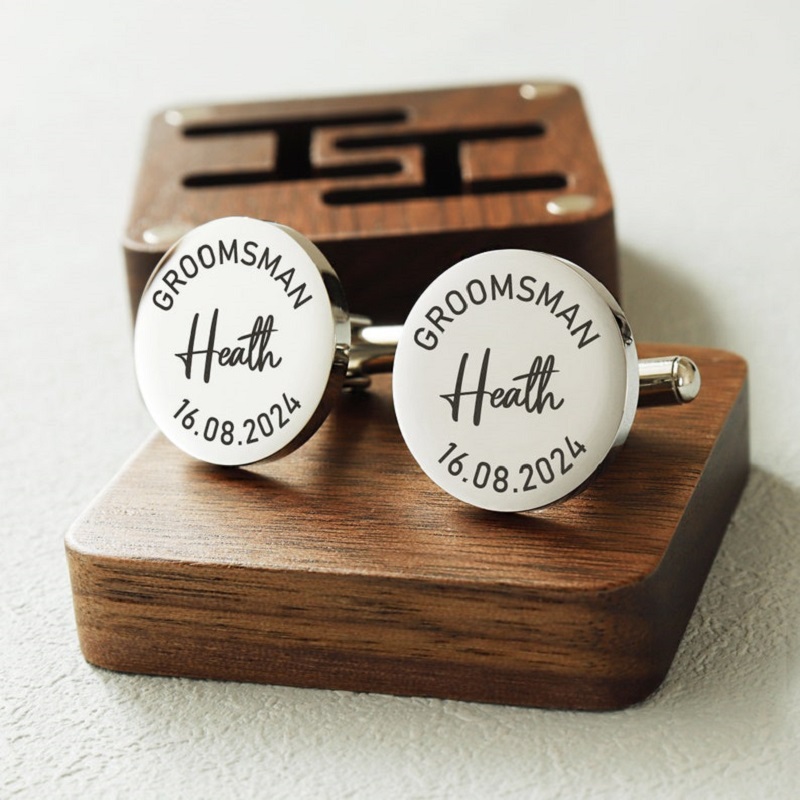 Personalized Custom Cufflink Groomsman Name and Date Design Precious Wedding Gift for Best Man