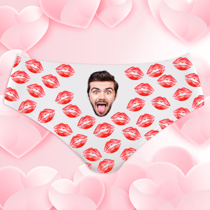 Personalized Picture Women's Underwear with Big Red Mouth Pattern Sweet Gift for Wife