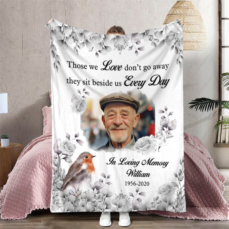 Personalized Picture Blanket with Leaves Pattern Simple Present for Family