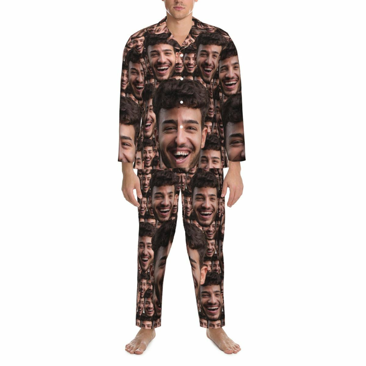 Pigiama personalizzato Foto personalizzata della testa Set completo Disposizione Design Regalo unico e divertente per la persona cara