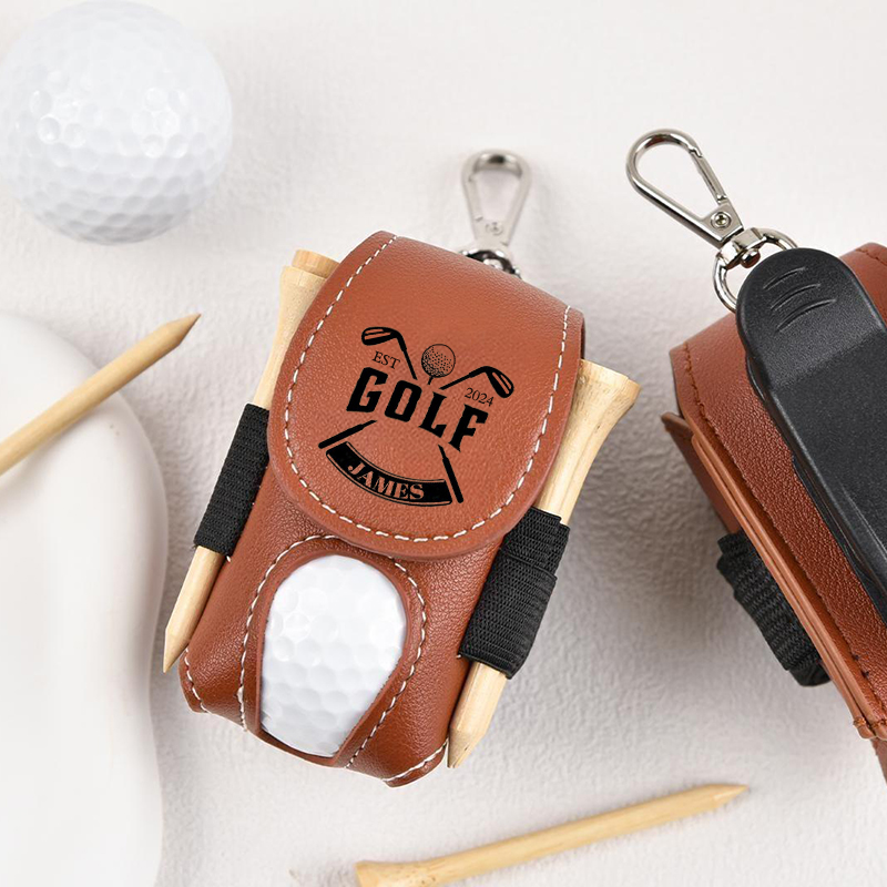 Spersonalizowana torba na piłki golfowe Mini skórzany uchwyt na piłki golfowe Prezent świąteczny dla golfisty