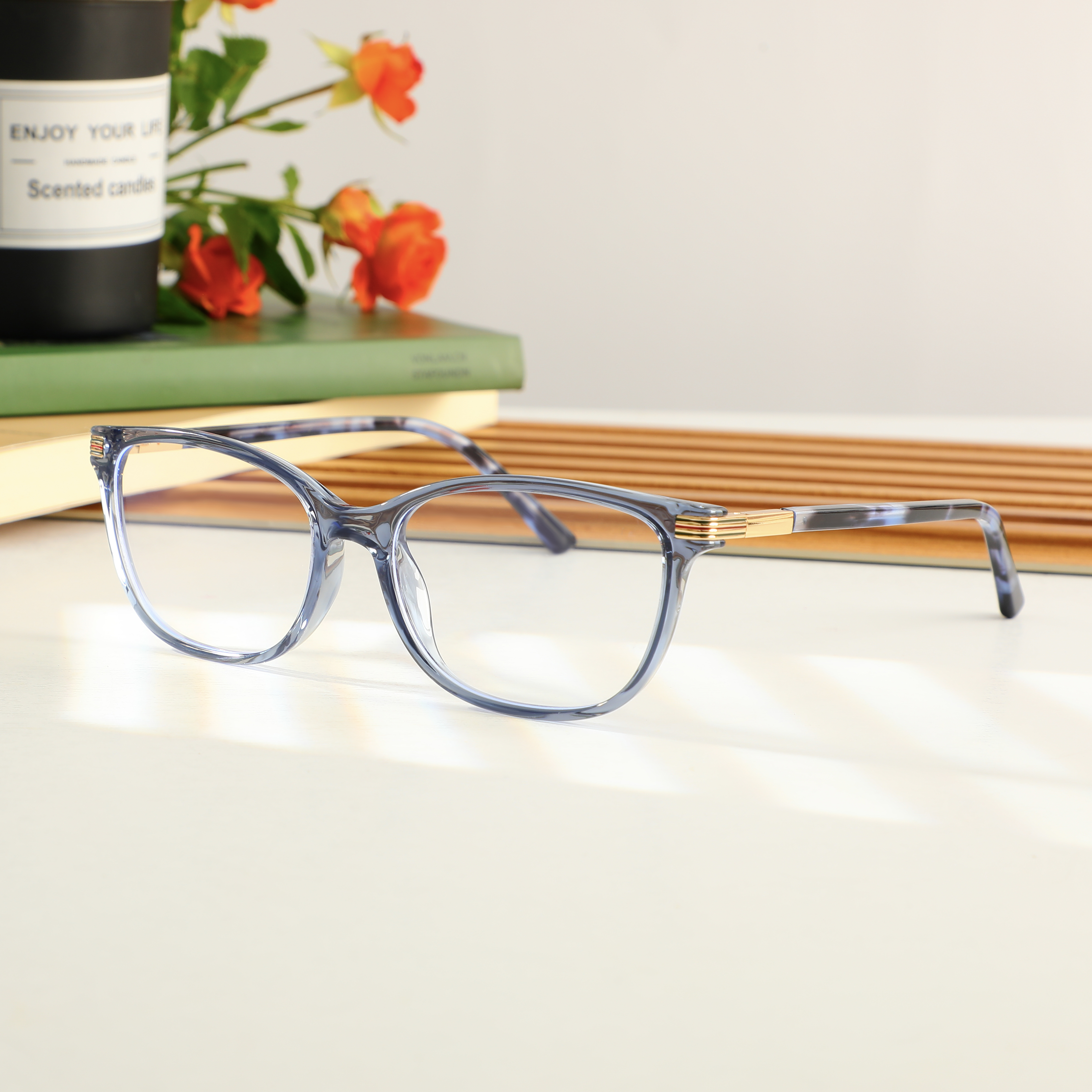 Dickens Rechteckige Blaue Brille