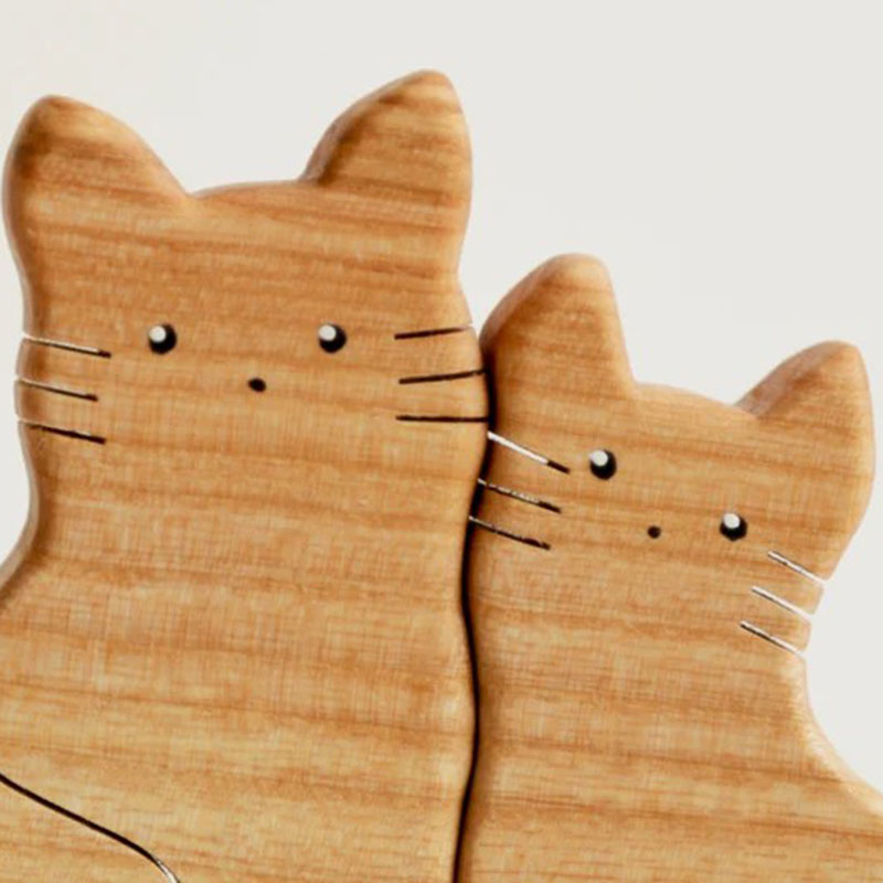 名入れ ウッド パズル 猫 オブジェ 置物 インテリア