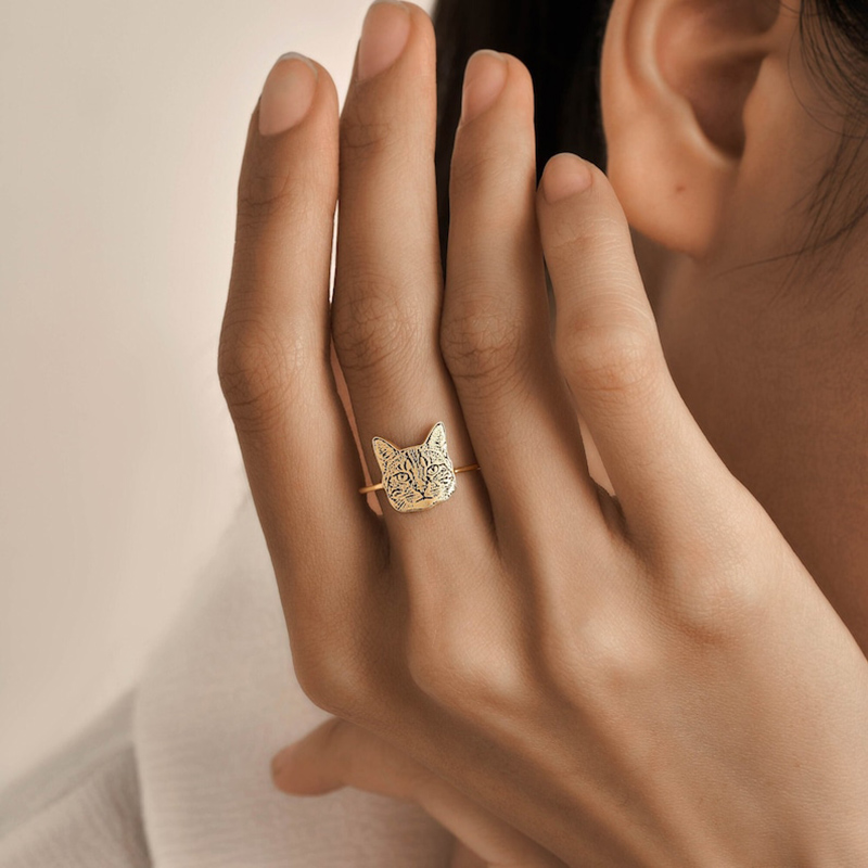 Personalized Picture Ring Cute Gift for Pet Lover