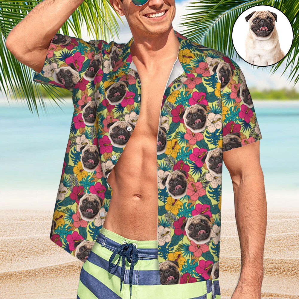 Personalized Face Shirt Custom Photo Unisex Hawaiian Shirt Gift for Pet Lovers