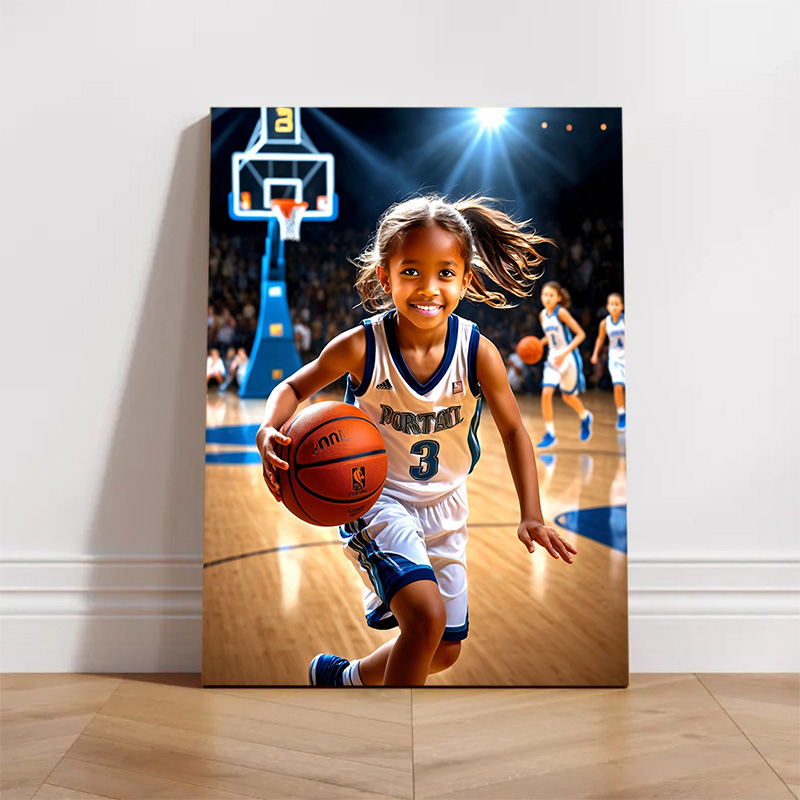 Personalized Basketball Player Portraits with Custom Face Swap Stunning Gift for Kids