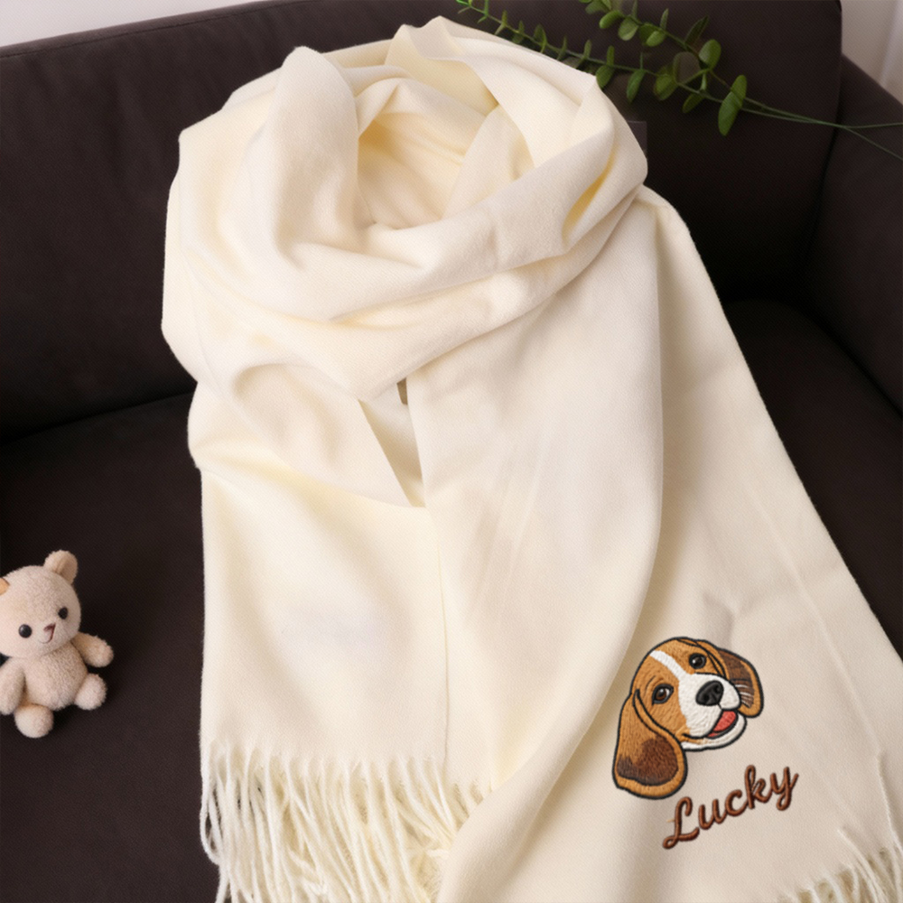 Sciarpa personalizzata con ricamo foto dell'animale domestico È un ottimo regalo di Capodanno per i proprietari di animali domestici