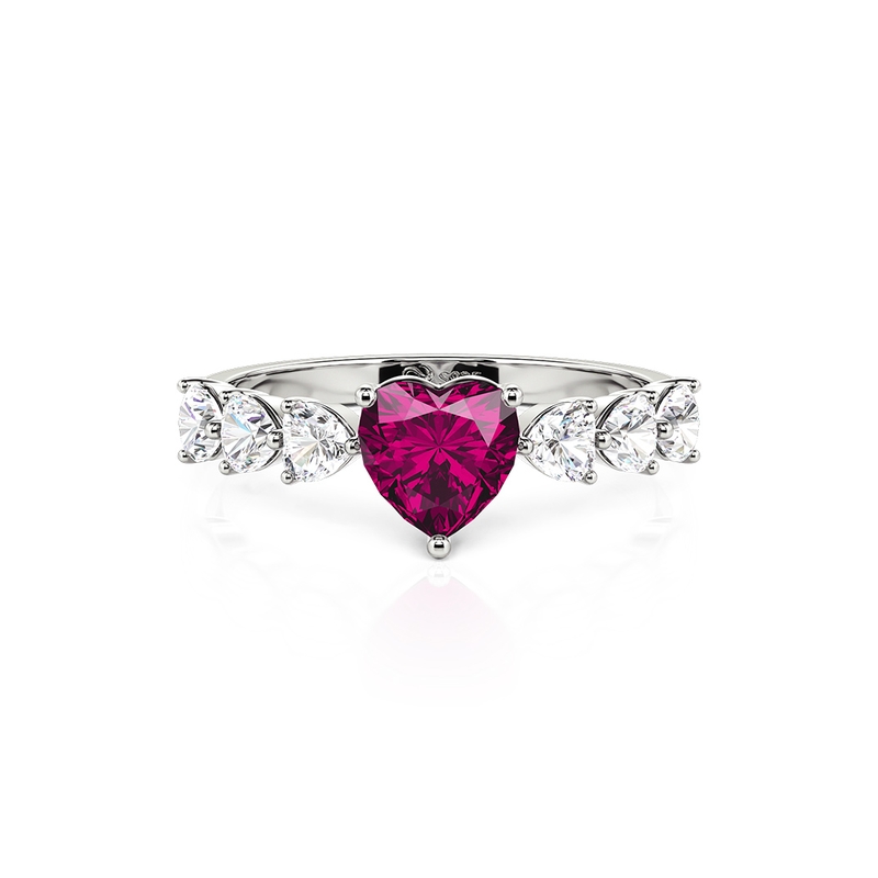 Jeulia Custom Heart Promise Ring with Birthstone Sterling Silver