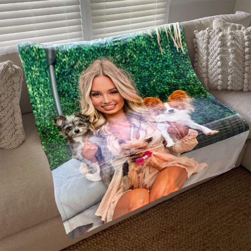 Personalized Dog Portrait Throw Blanket