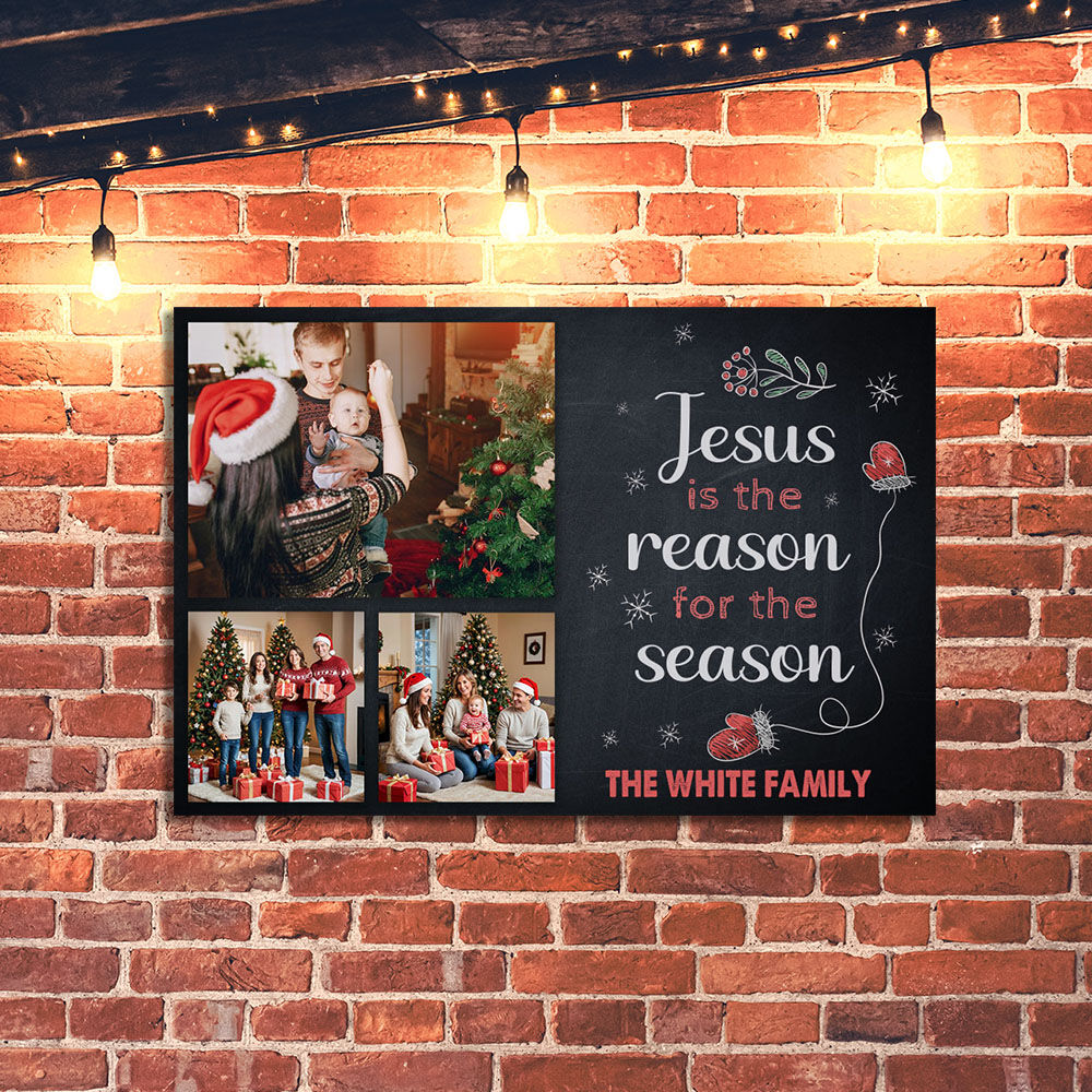 Personalized Picture Canvas Wall Art with Gloves Pattern Best Gift for Family